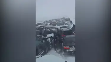 Республикалық трассада 40 көлік соқтығысты (ВИДЕО)