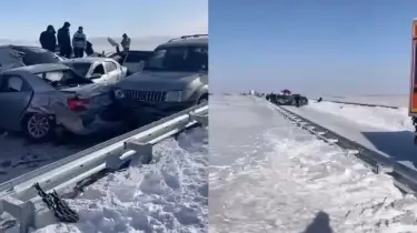Қарағанды ​облысында 19 жеңіл көлік соқтығысты (ВИДЕО)
