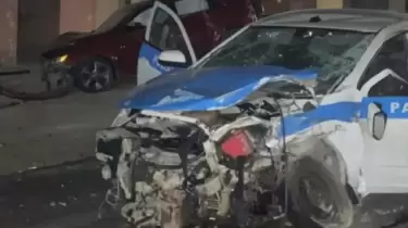 Бейнеуде көлік тізгіндеген жасөспірім патрульдік автомен соқтығысты (ВИДЕО)