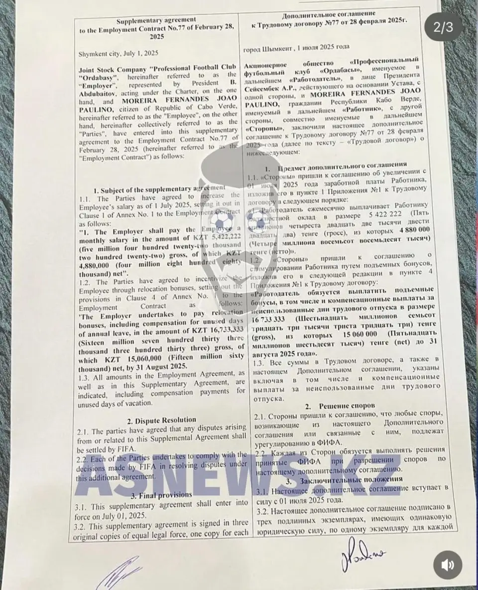 Миллиондаған бонус! «Ордабасының» легионерге төлеген сома әшкере болды