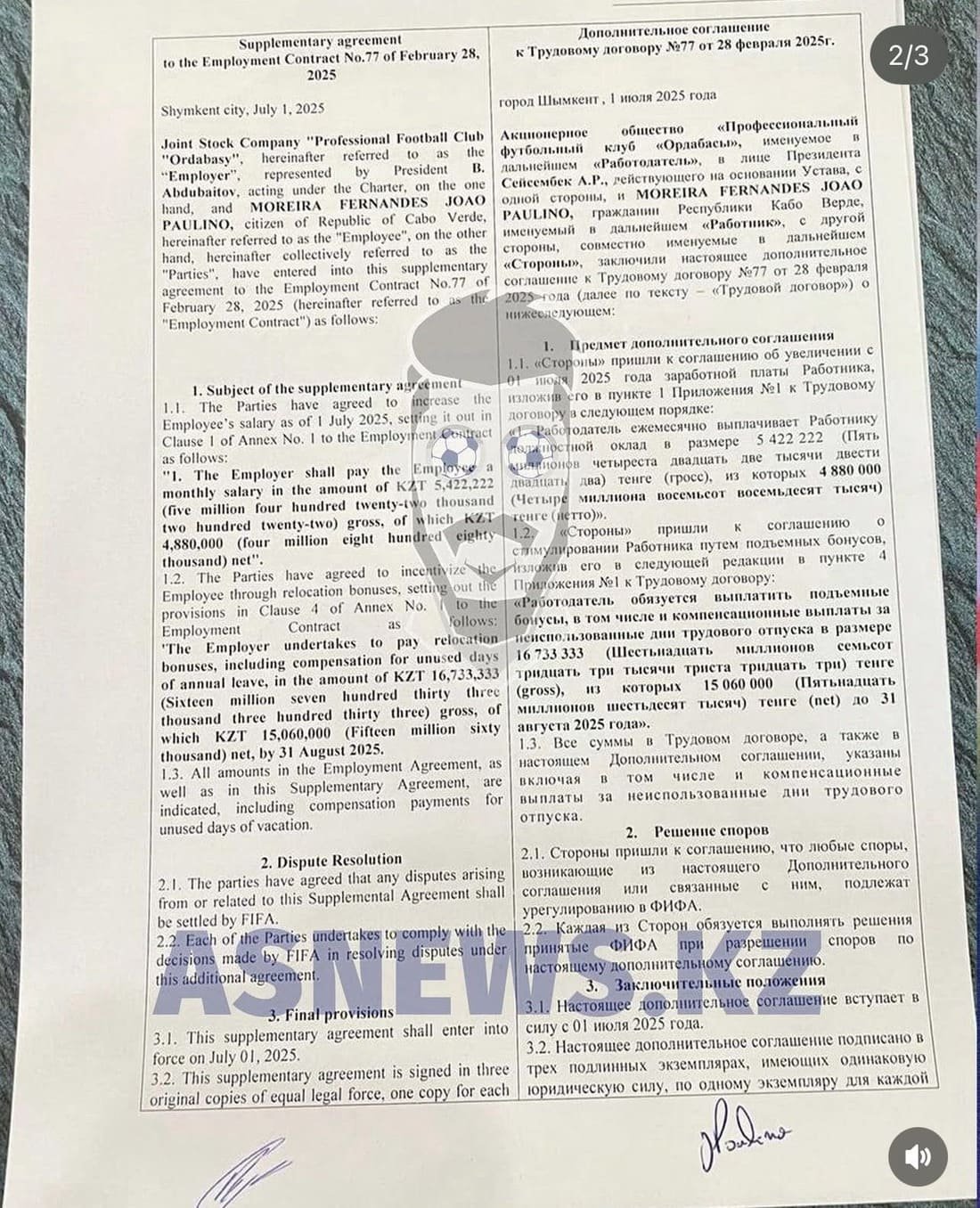 Миллиондаған бонус! «Ордабасының» легионерге төлеген сома әшкере болды